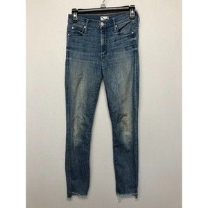 Mother Women Stunner Zip Ankle Step Fray Jeans Size 24 Blue Denim M120 -26